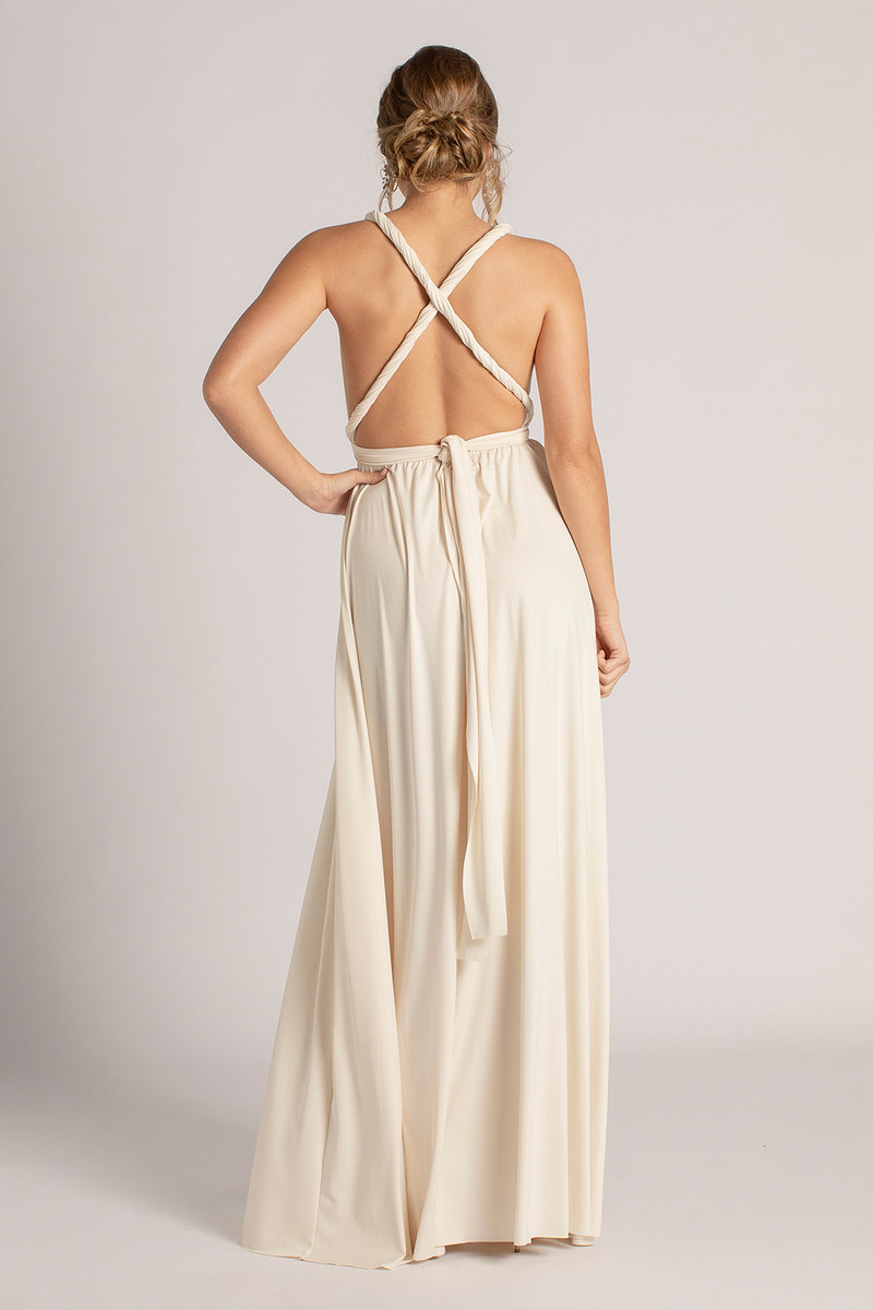 champagne convertible bridesmaid dress