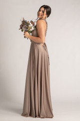 Luxe Satin Ballgown Multiway Infinity Dress in Mocha