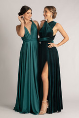 Luxe Satin Ballgown Multiway Infinity Dress in Emerald