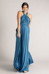 Luxe Satin Ballgown Multiway Infinity Dress in Sapphire Blue