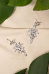 Celestia Crystal Bridal Earrings in Silver