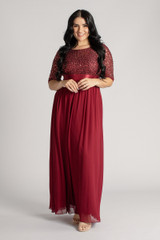 Ashlynn Sequins Chiffon Formal Dress in Burgundy