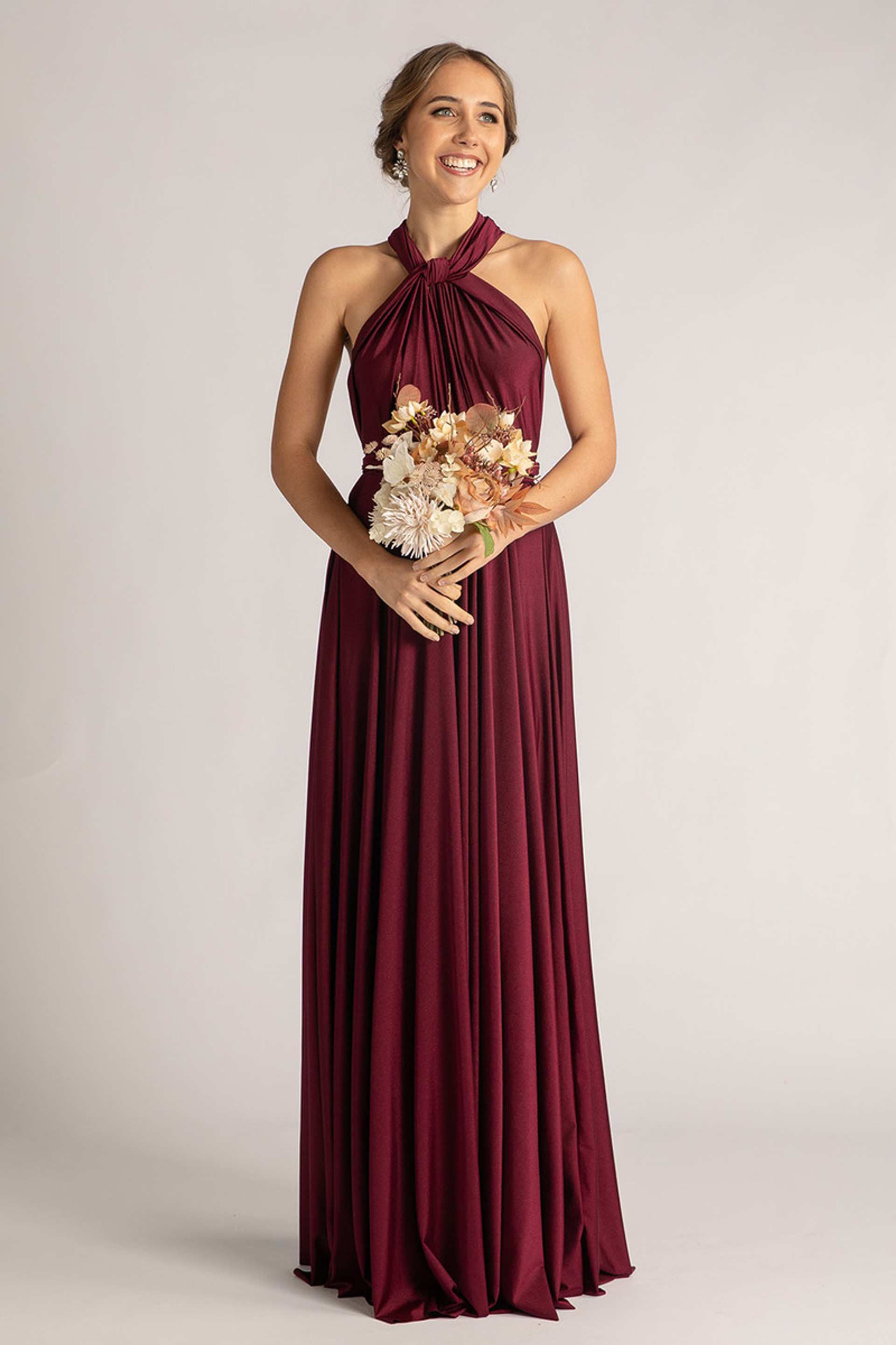 Luxe Satin Ballgown Multiway Infinity Dress in Mulberry