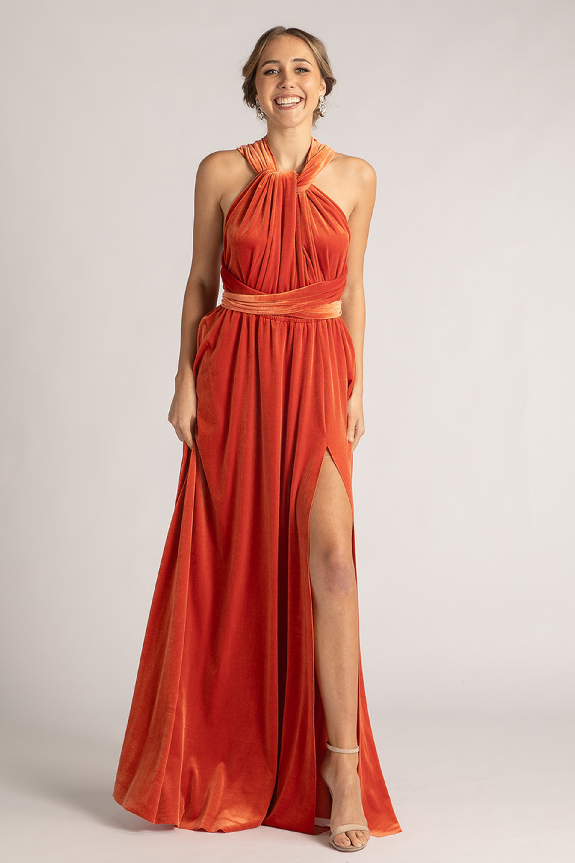 Velvet Multiway Infinity Dress in Coral For Sale - Bridesmaids Dresses ...