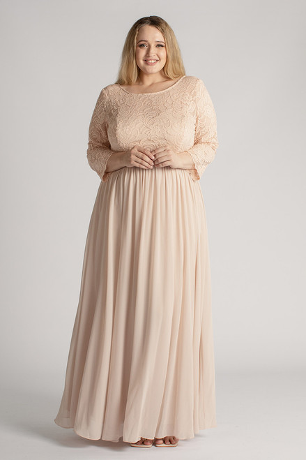 Josephine Lace Sleeved Bridesmaid Dress in Blush