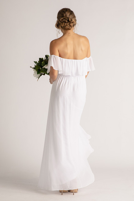 Isabelle Off Shoulder Flowy Bridesmaids Dress in White