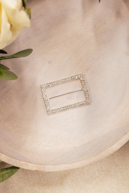 Georgie Rectangular Silver Rhinestone Buckle