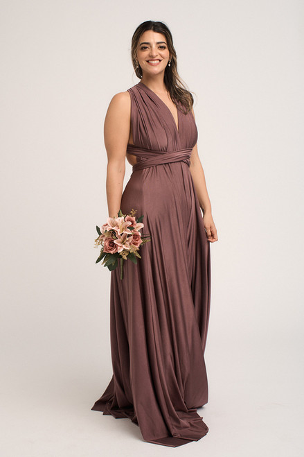 Luxe Satin Ballgown Multiway Infinity Dress in Thistle