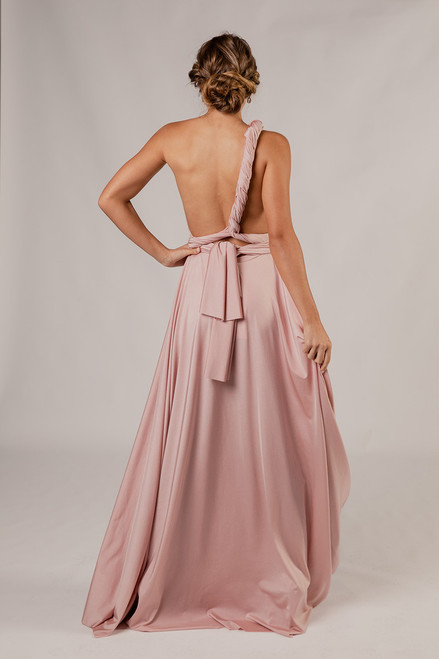 Luxe Satin Ballgown Multiway Infinity Dress in Dusty Pink