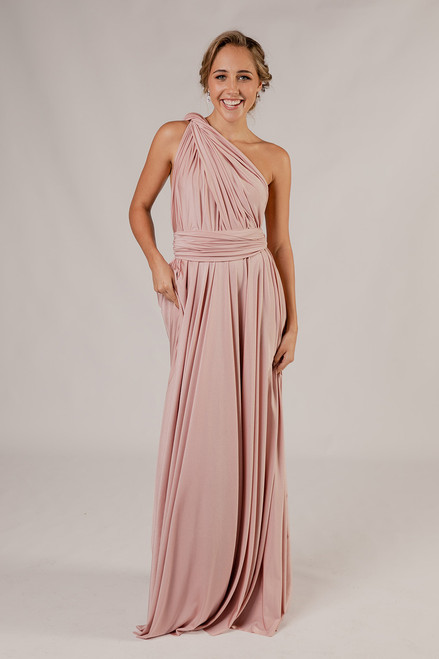 Luxe Satin Ballgown Multiway Infinity Dress in Dusty Pink