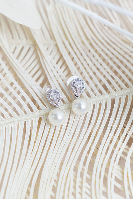 Mila Silver Pearl CZ Earrings