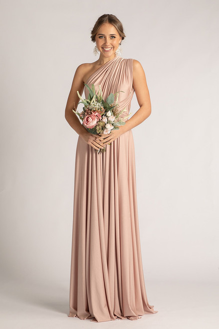 Luxe Satin Ballgown Multiway Infinity Dress in Blush Pink