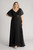 Evelyn Chiffon Short Sleeved Bridesmaid Dress in Black