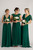 Evelyn Chiffon Short Sleeved Bridesmaid Dress in Emerald Green