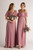 Evelyn Chiffon Short Sleeved Bridesmaid Dress in Plum