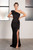 Naomi One Shoulder Ruffle Split Mermaid Formal Prom Dress in Black