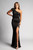 Naomi One Shoulder Ruffle Split Mermaid Formal Prom Dress in Black