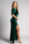 Isla Velvet Sleeved Split Mermaid Formal Dress in Emerald Green