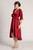 Alyssa Silk Wrap Midi Cocktail Dress in Burgundy