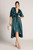 Alyssa Silk WraAlyssa Satin Wrap Midi Cocktail Dress in Peacockap Midi Cocktail Dress in Peacock