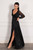 Stella Long Sleeved Sparkly Split Formal Dress in Black