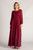 Arianna Long Sleeve Pleated Chiffon Bridesmaids Dress In Burgundy