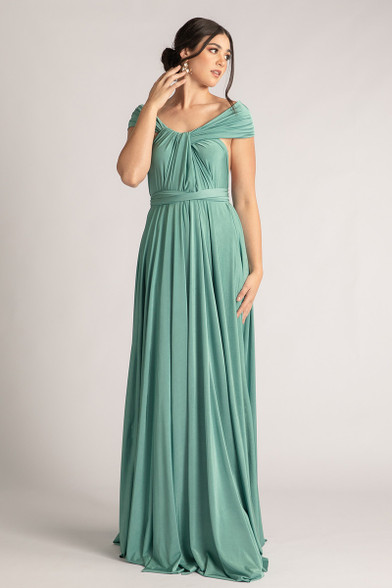 Luxe Satin Ballgown Multiway Infinity Dress in Duck Egg Blue |ModelChic