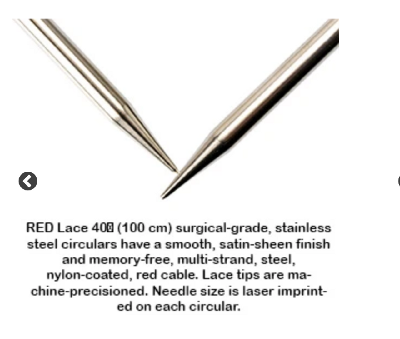 40 (100cm) Metal Chiaogoo Red Lace Circular Needles