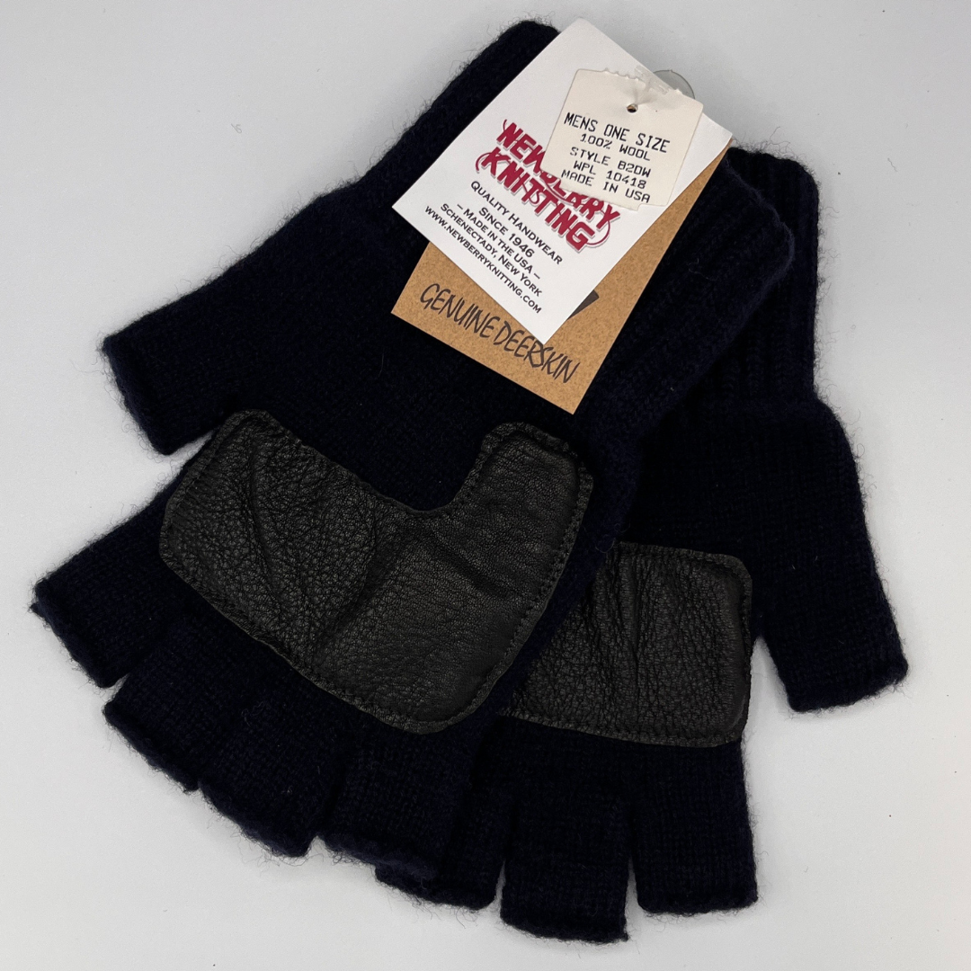 Fingerless Wool Gloves with Deerskin Palm - CeCe's Wool