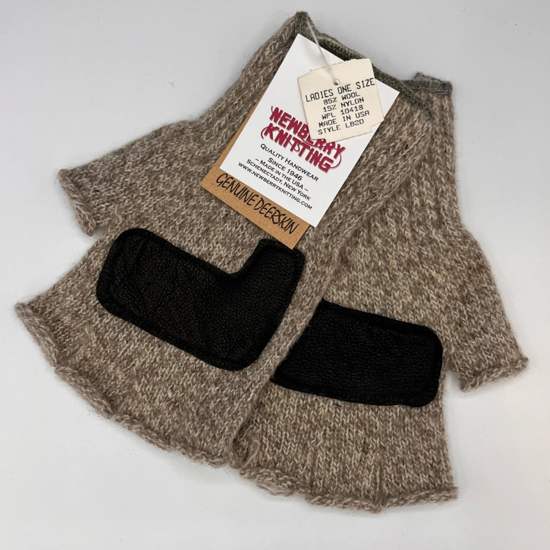 Fingerless Wool Gloves with Deerskin Palm - CeCe's Wool