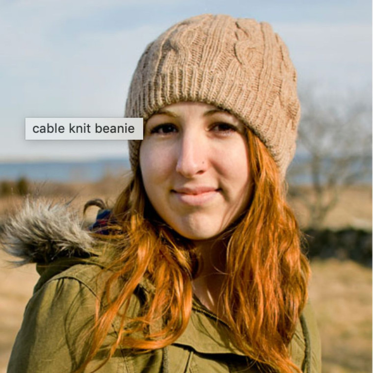 Cable Knit Beanie in fawn color
