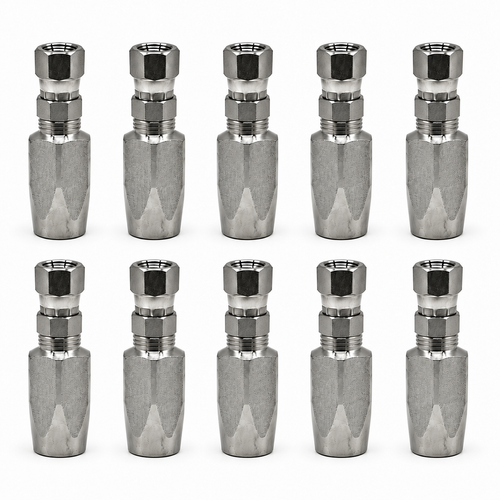 10 Pack of 1/2" Hose x 1/2" Female JIC Reusable Hose Fittings