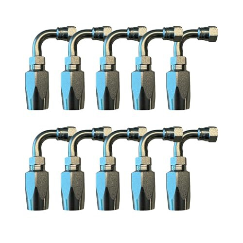 10 Pack of 1/2” Hose x 1/2” JIC 90° Reusable Hose Fittings