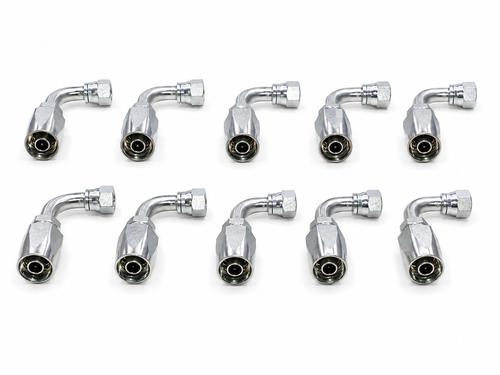 10 Pack of 1/2” Hose x 1/2” JIC 90° Reusable Hose Fittings
