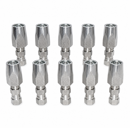 10 Pack of 1/4" Hose x 1/4" Female JIC Reusable Hose Fittings