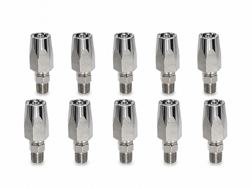 10Pk 1/4" Hose x 1/4" Male NPT Reusable Hydraulic Fittings Steel
