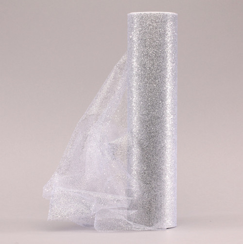 Silver Glitter Tulle 30cm x 23m Silver Glitter Tulle 30cm x 23m