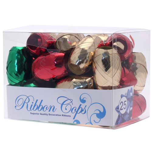 Metallic Red / Green / Gold Ribbon Cops x25