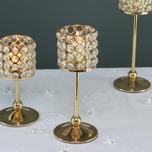 Gold Crystal Effect Candle Holder 25cm 