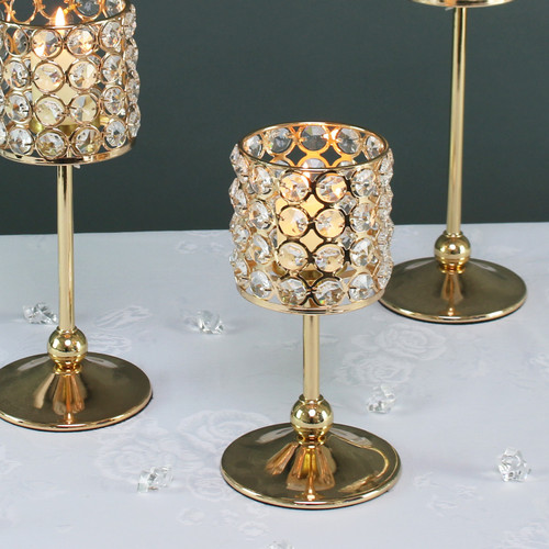 Gold Crystal Effect Candle Holder 20cm 