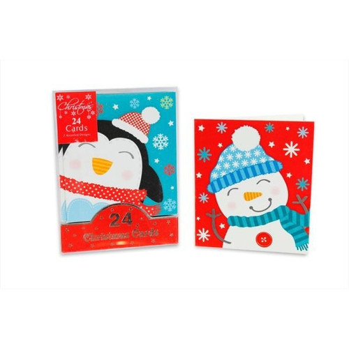 Mini Cute Cards Snowman & Penguin 24pk Mini Cute Cards Snowman & Penguin 24pk