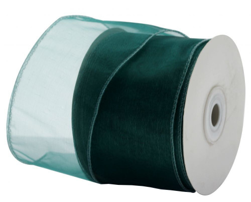 70mm Hunter Green Wired Chiffon Ribbon 70mm Hunter Green Wired Chiffon Ribbon