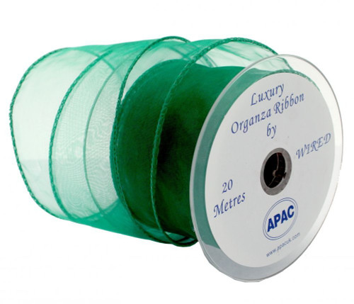 70mm Emerald Wired Chiffon Ribbon 70mm Emerald Wired Chiffon Ribbon
