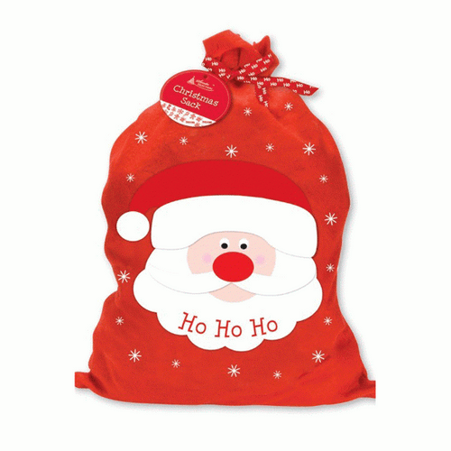 Christmas starry santa sack with applique face 73x50cm Christmas starry santa sack with applique face 73x50cm