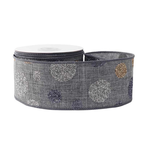 Grey with Dots Ribbon (63mm x 10yds) Grey with Dots Ribbon (63mm x 10yds)