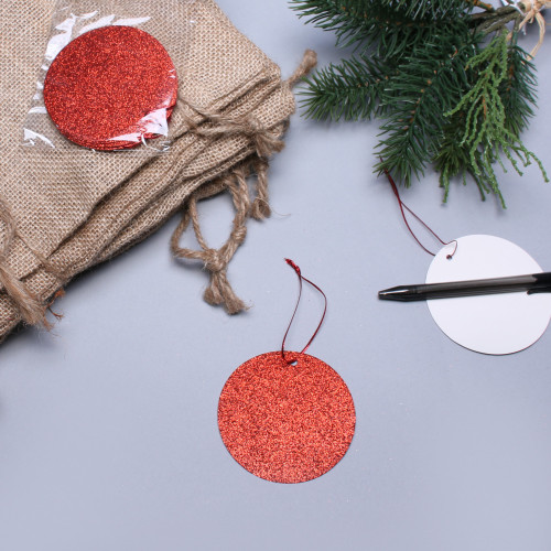 Red Circle Glitter Tags W/String (6 pk) Red Circle Glitter Tags W/String (6 pk)