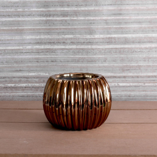Bronze Electroplated Ribbed Orchid Pot 14.6m