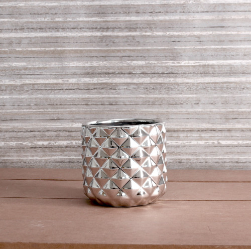 Silver Pineapple Ceramic Pot 10.8cm