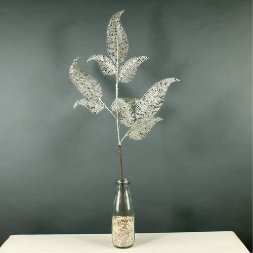 Champagne Glitter Fern Leaf Spray Champagne Glitter Fern Leaf Spray