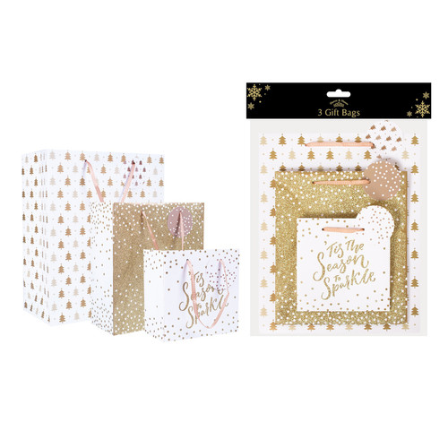 Gold Christmas Gift Bags (Pack of 3) Gold Christmas Gift Bags (Pack of 3)